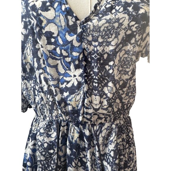 Zara Blue & White Floral Print Small Dress V-Neck - Picture 4 of 12